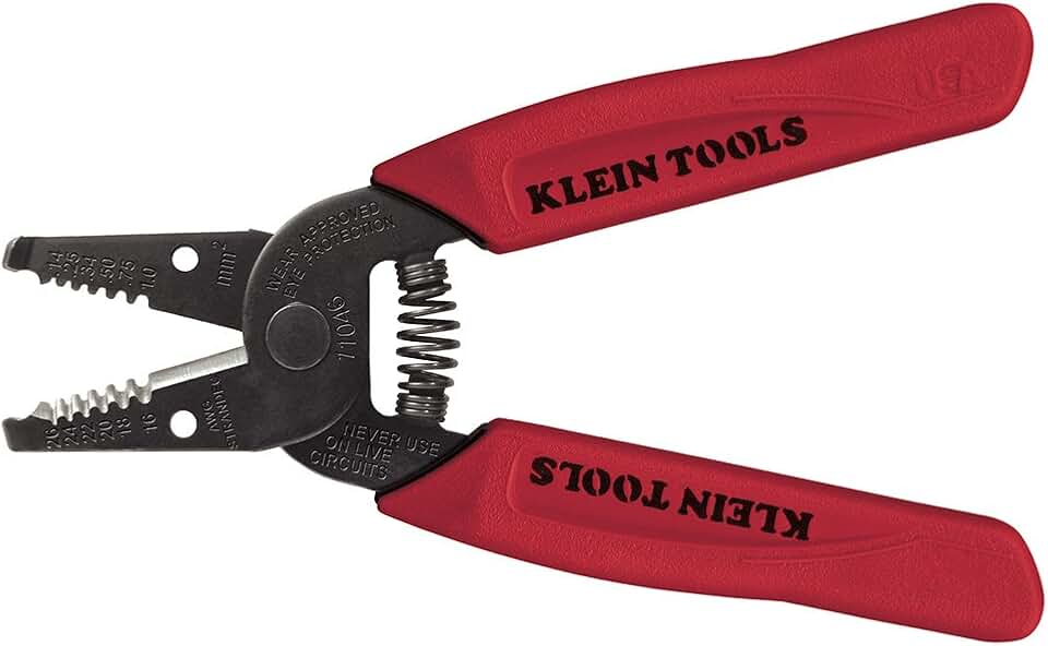 Klein Tools 11046 Wire Stripper, Wire Cutter, Made in USA, Stripping/Cutting Tool for 16-26 AWG Stranded, Compact Nose with Precision-ground Stripping Holes