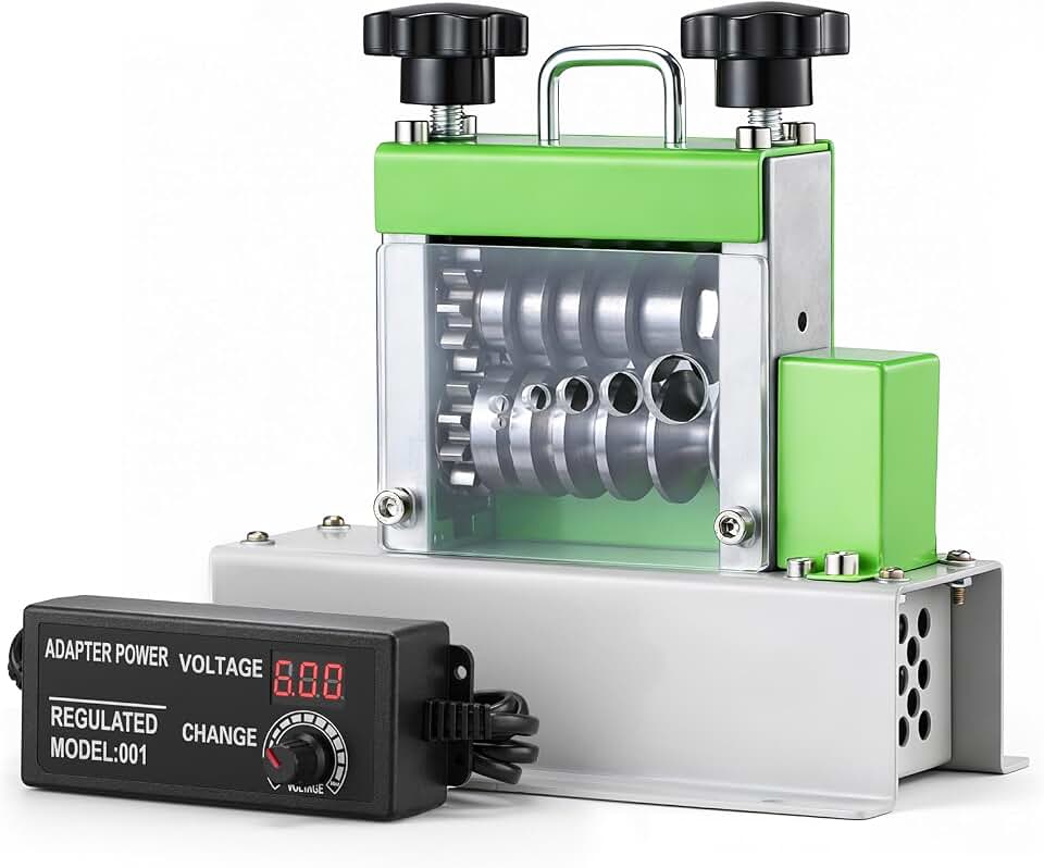 Electric Wire Stripping Machine with 6 Channels 5 Blades | 0.06''-0.67'' Automatic Wire Stripper Machine, Electric Cable Stripper w/ 35W All-Copper Motor for Leftover Cable Recycle