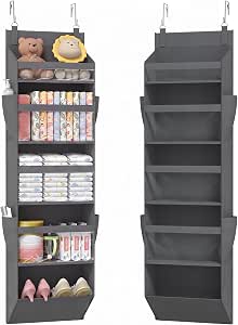 Lifewit 1 Pack Over the Door Organizer 5 Section Hanging Storage, Dark Gray