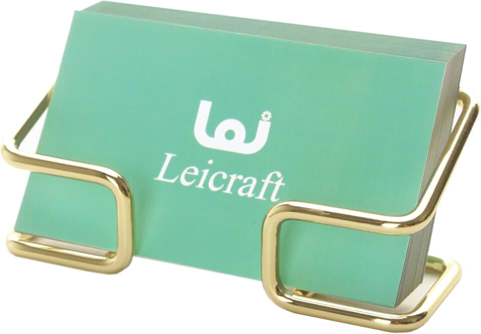 Business Card Holder for Desk, Cute Metal Card Organizers | Modern Office Desk Accessories for Men and Women (Golden)
