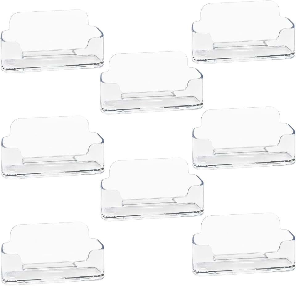 HSYMQ 8 Pack Acrylic Business Card Holder for Desk, Clear Plastic Business Cards Display Holders Stand, Fits 30-50 Business Cards