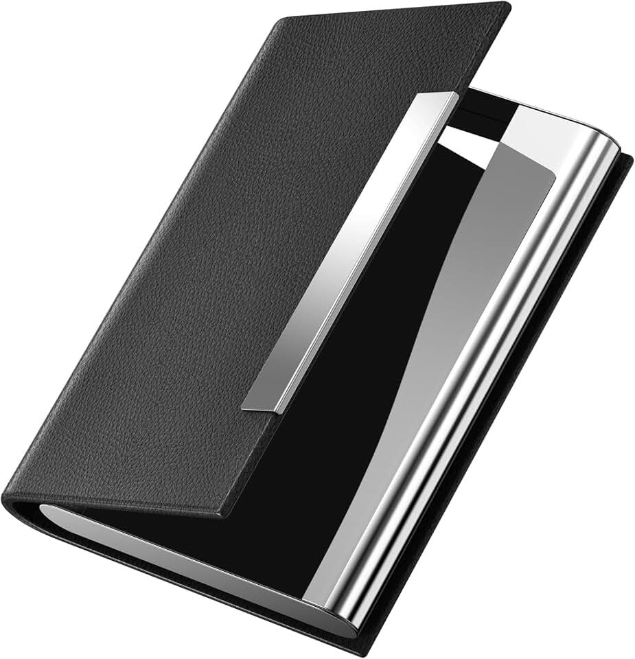 Padike Business Card Holder/ Case Professional PU Leather &amp; Stainless Steel Multi Wallet Credit Card ID Case/Holder for Men &amp; Women. (Black)