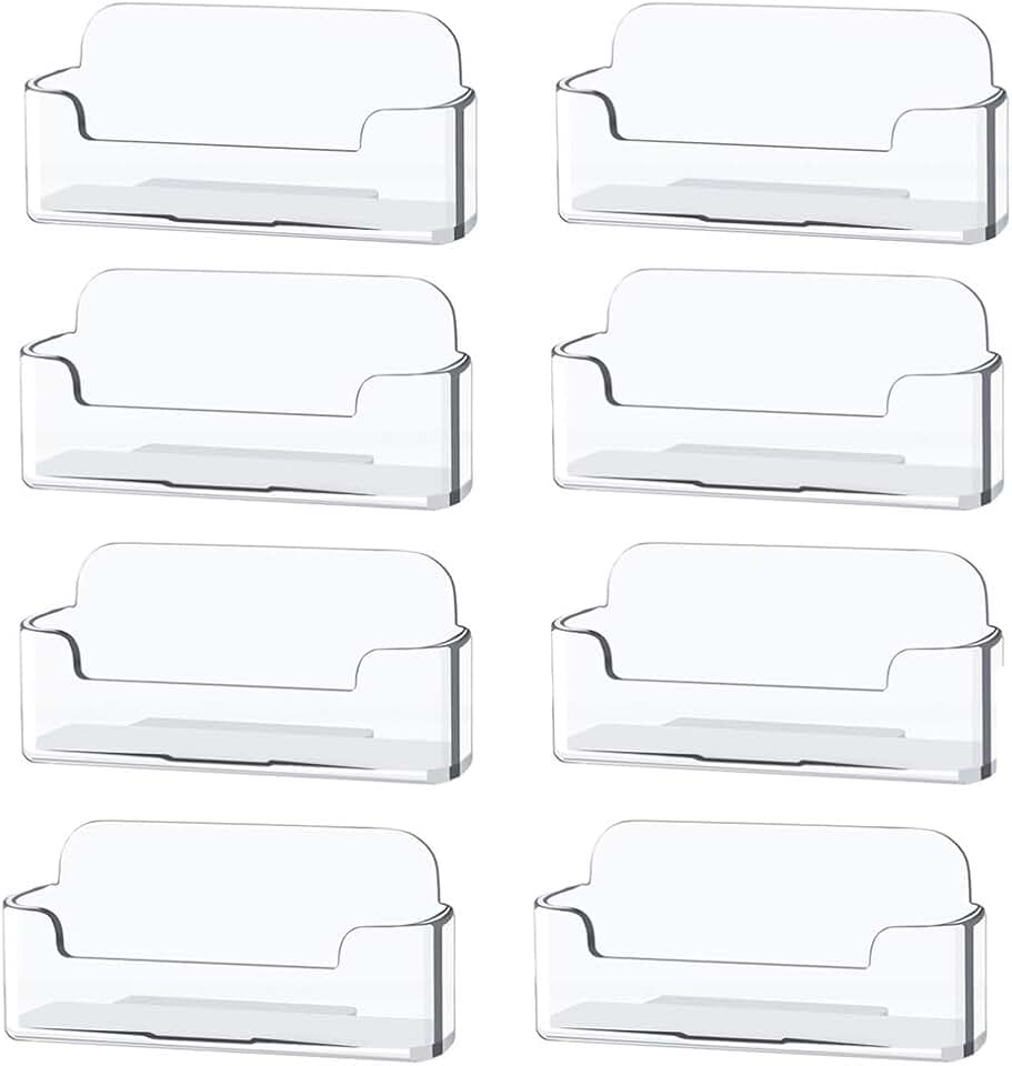 Qizpcer 8 Pack Plastic Business Card Holder - Clear Business Card Case for Desk - Office Acrylic Business Card Stand Display