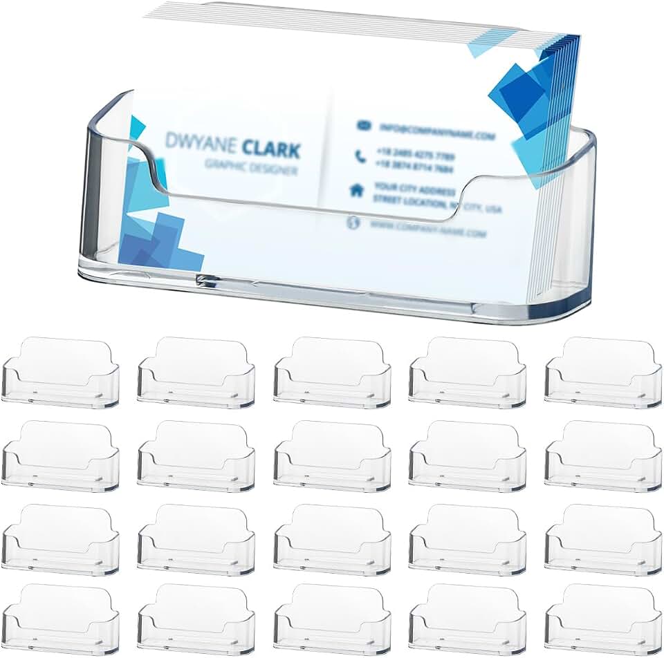 20Pack Acrylic Business Card Holder for Desk, Fits 30-50 Business Cards | Business Card Organizer