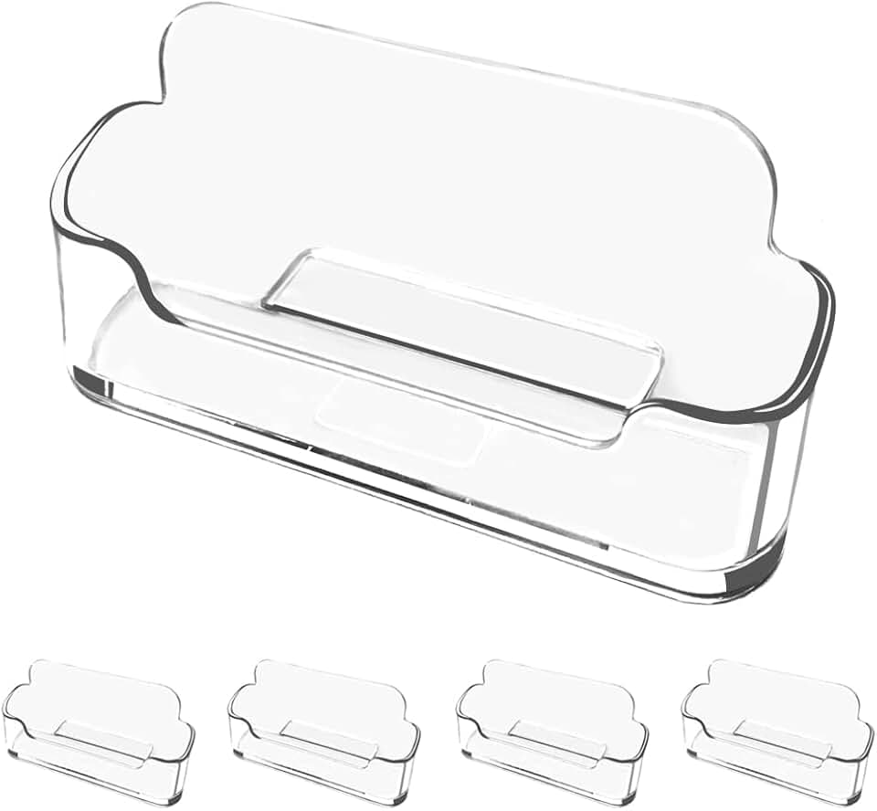 Vrupin Business Card Holder for Desk - 4 Pack Acrylic Business Card Holder , Fits 30-50 Business Cards Display Business Card Stand Desktop Business Card Holders for Exhibition