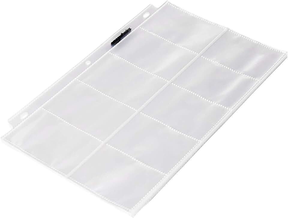 Amazon Basics Plastic Business Card Organizer Sleeves for 3-Ring Binder, Transparent Card Holder, 8.5 x 11 inches, 25-Pack