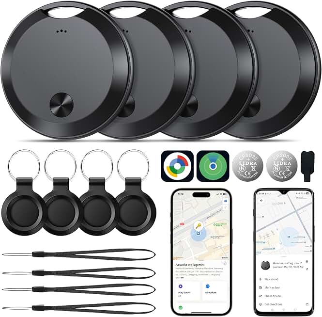 2026 Air Tracker Tags Item Locator for Android &amp; iOS Bluetooth Tracker Smart Tags Compatible with Apple Find My (iOS) &amp; Google's Find Hub(Android) for Keys, Luggage, Wallet, Vehicles Black (4 Pack)