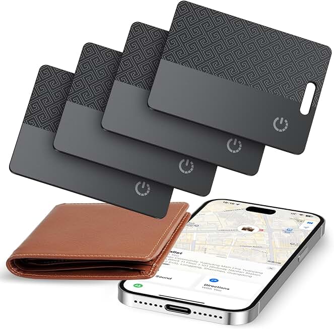 Ultra-Thin Wallet Tracker Card(iOS Only), Bluetooth Tracker Smart Card for Apple Find My iPhone Wallet GPS Tracker, Supports Wireless Charging, 10 Years Battery for Luggage, Wallets, Backpacks, Keys