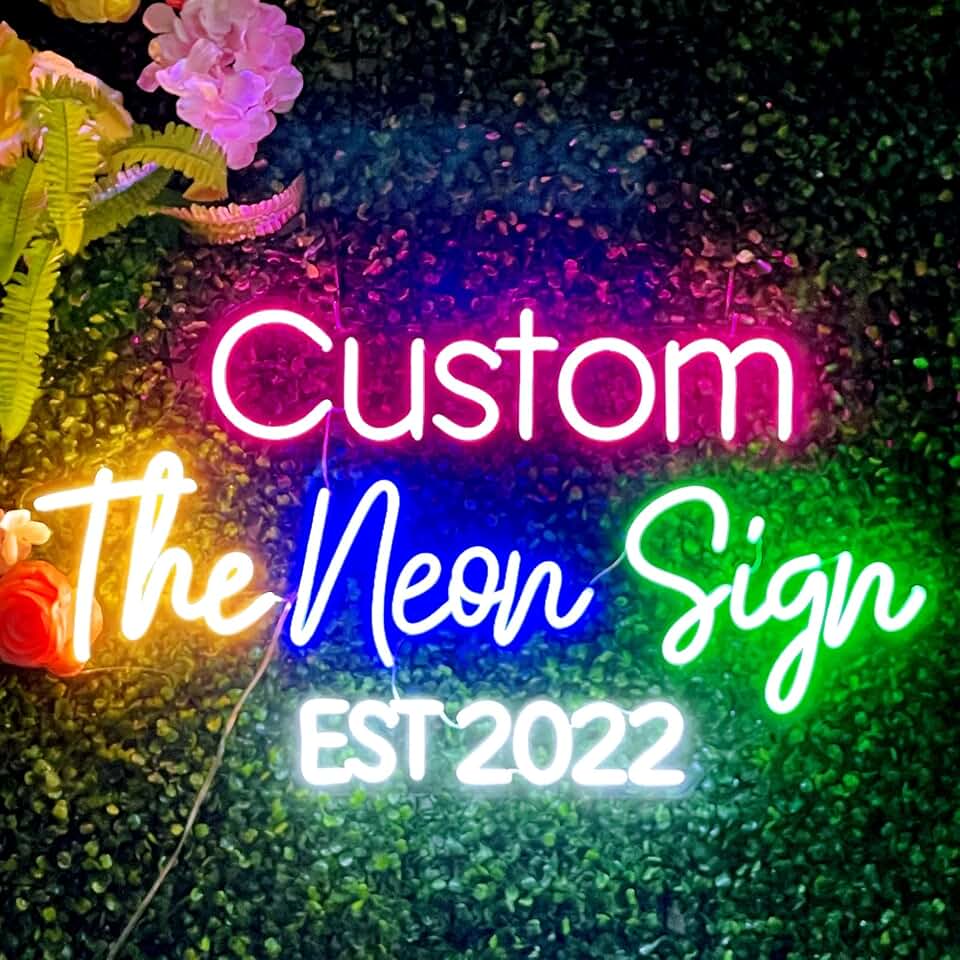 Custom Neon Signs, Personalised Led Neon Lights Sign Customizable for Wall Decor Wedding Party Bedroom Bar Business Logo Light Up Name Sign, Birthday Gift Night Light