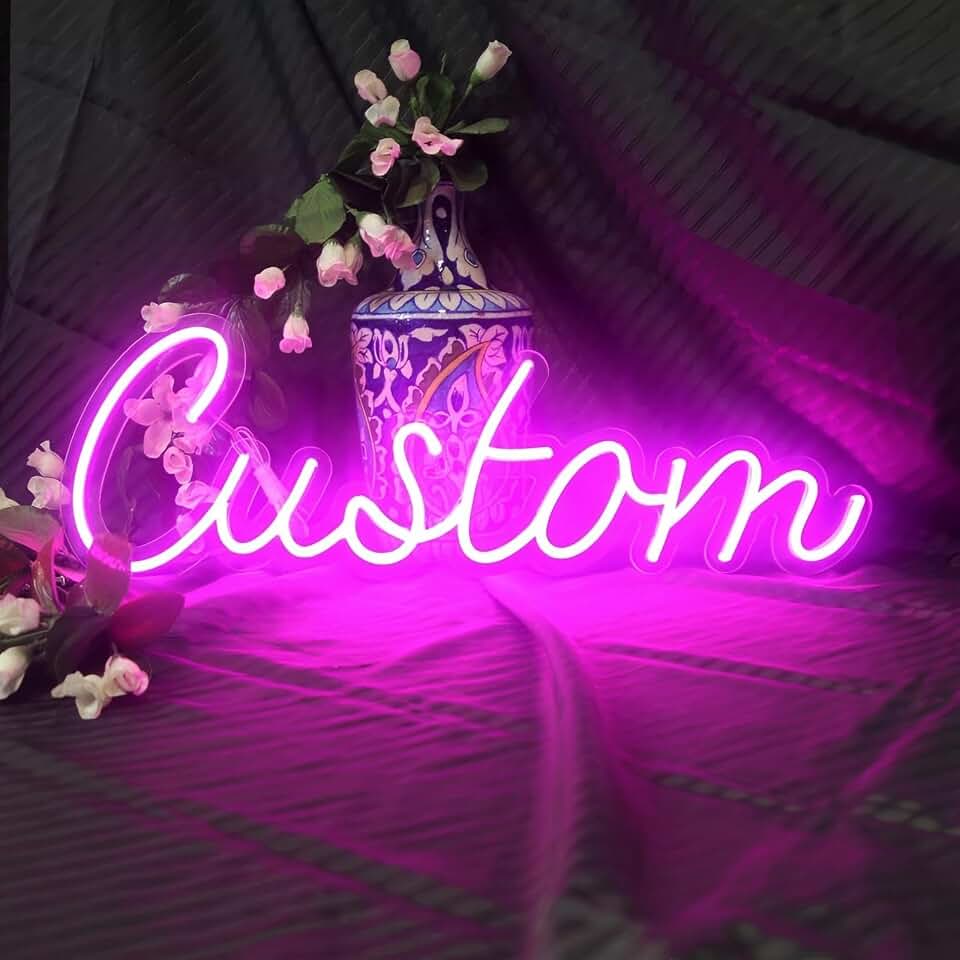 Custom Neon Sign Customizable for Wall Decor, Personalized LED Neon Light for Wedding Salon Events Party Bedroom Home Name Large Pink Lights up Signs