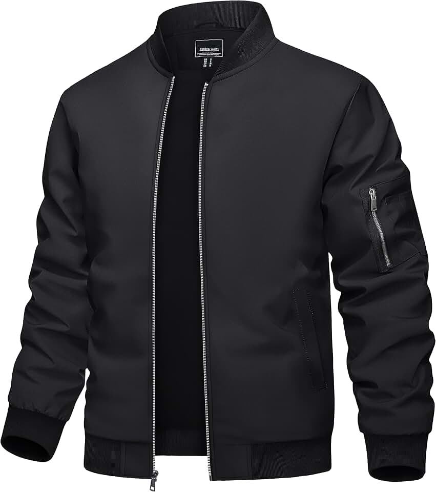TACVASEN Men's Bomber Jacket Lightweight Casual Spring Fall Windbreaker Zip-Up Coat with Pockets