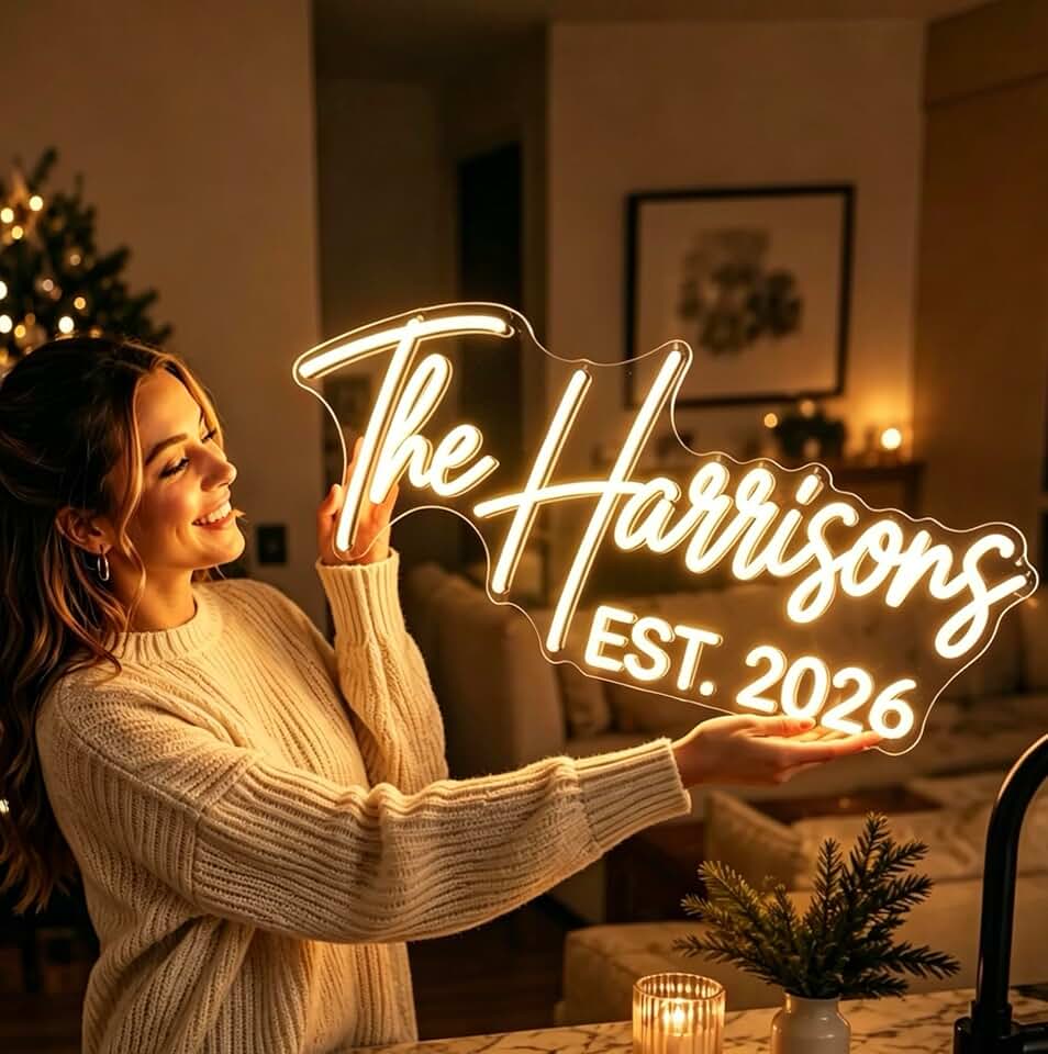 GITM Custom Neon Signs for Wall, Personalized Large LED Lights for Name Logo Wedding Birthday, Home Decor, Bar Cafe Studio- Ideal Gift for Christmas, Valentine's Day