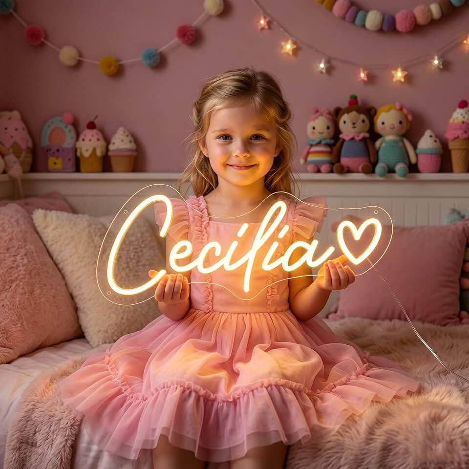 Custom Neon Signs Personalized LED Neon Lights Name Sign Customizable for Kids Room Bedroom Wall Decor Wedding Birthday Party Bar Christmas Gift Game Room Home Business Shop Logo