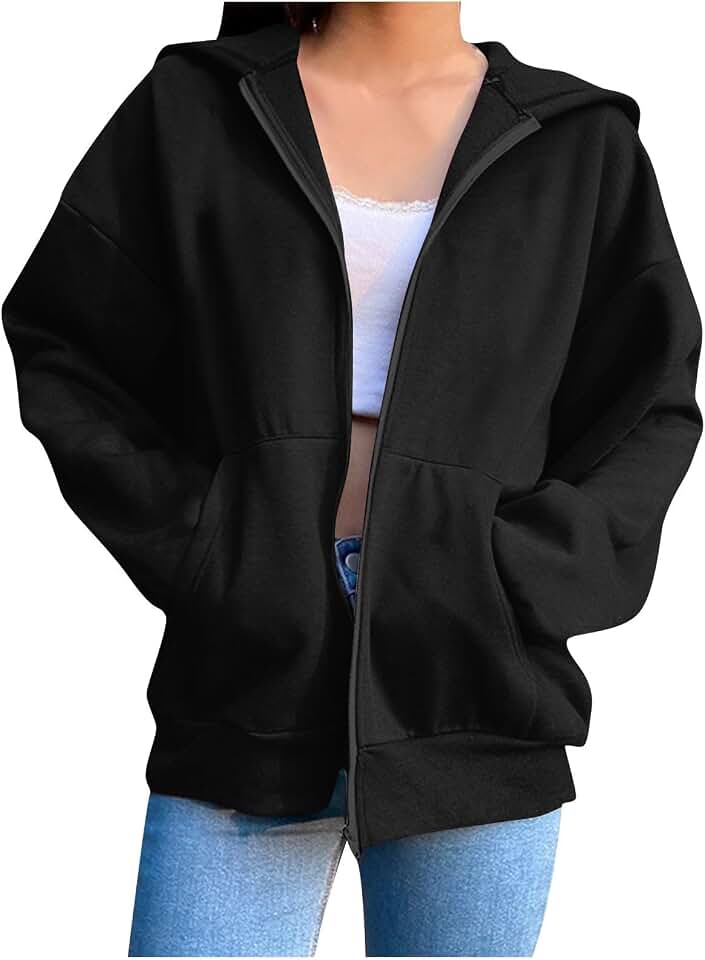 Nantdog Long Sleeve Jackets for Women 2024 Zip Up Y2K Hoodies Fashion Full Zipper Lightweight Sweatshirts Dr