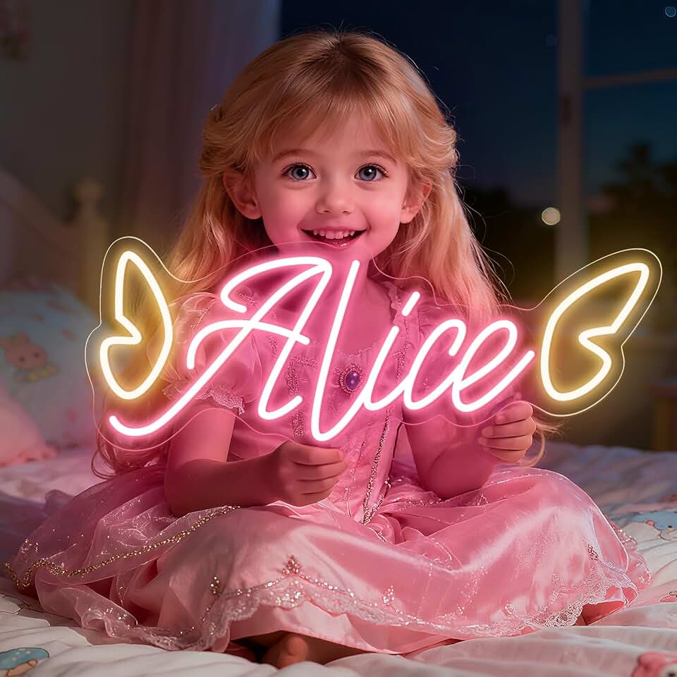 Custom Neon Signs, Personalized LED Neon Lights Name Sign Customizable for Wall Decor Kids Room Wedding Birthday Party Bedroom Bar Shop Business Logo Christmas Gift