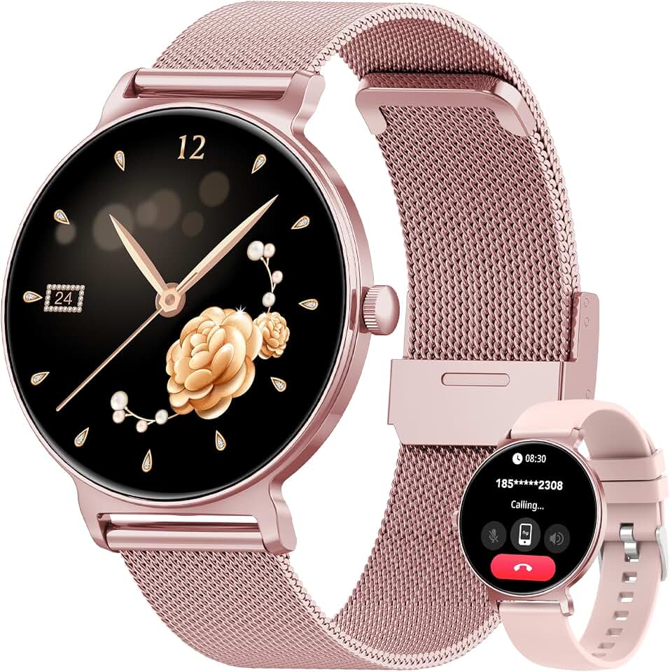 Smart Watches for Women, 1.27" AMOLED Health Fitness Tracker with Bluetooth Calling (Answer/Make Calls), 120+ Sports Modes, Timer, IP68 Waterproof Watch for Android/iPhone