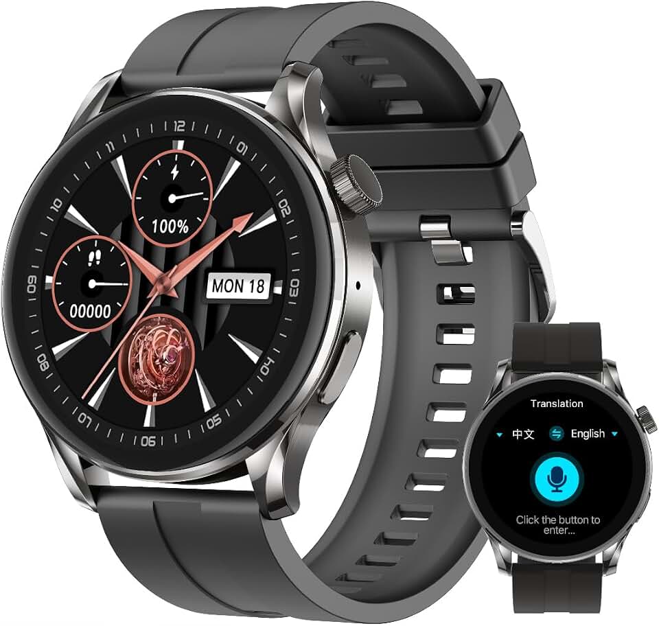 AI Smartwatch, AI Chat, 16-Language Translation, Health and Fitness Tracker, Stylish Zinc Alloy Design, 2025 Edition, Compatible with iOS/Android, Designed for Travel, Business &amp; Fitness