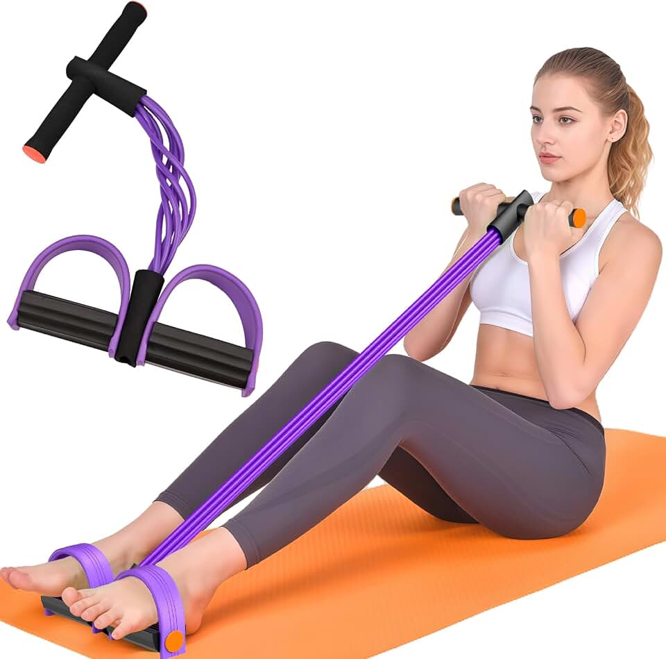 Pedal Resistance Band with Handles, 6-Tubes Natural Rubber Exercise Band | Upgrade Foot Pedal Resistance Bands for Working Out, Multifunction Fitness Equipment for Abdomen, Waist, Arm, Leg, Pilates Global Recycled Standard