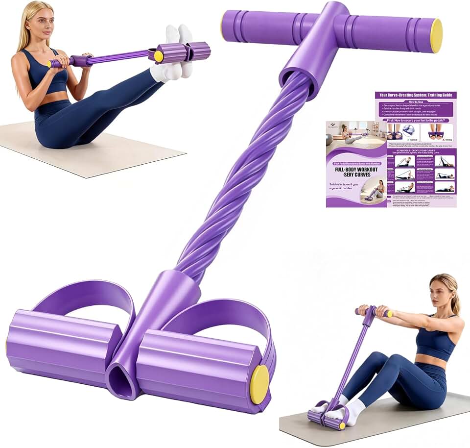 Foot Pedal Resistance Bands with Handles, Multifunction Elastic Yoga Exercise Bands, Home Gym Fitness Equipment for Women &amp; Men to Tone Abs, Core, Legs, Arms, Waist
