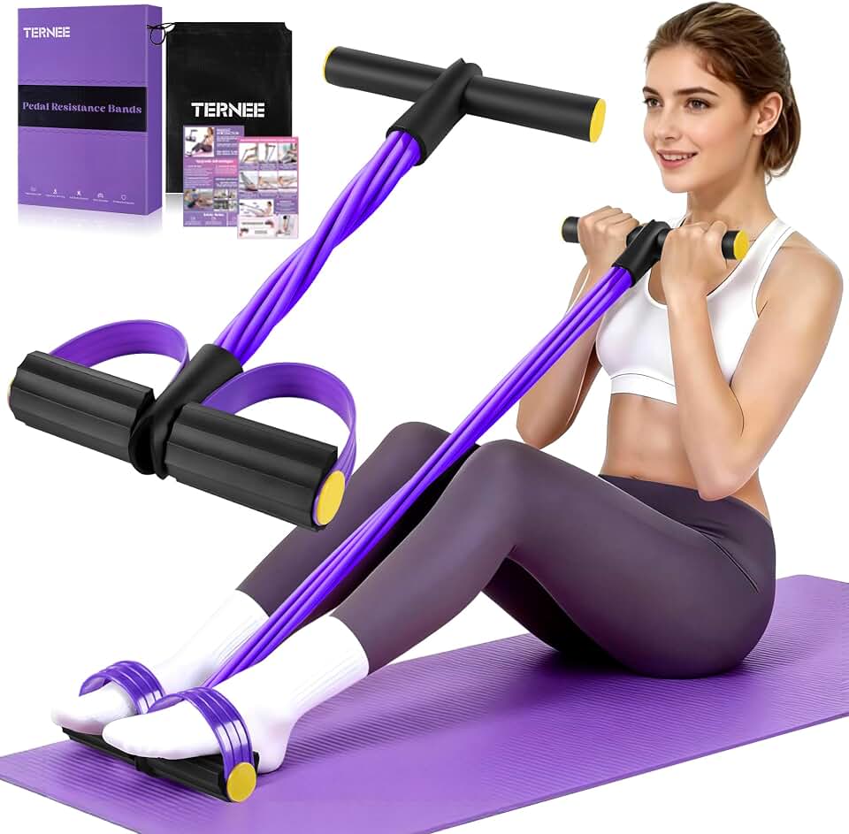 Pedal Resistance Band with Handle， Foot Pedal Resistance Band for Women，Multifunction Exercise Bands for Home Gym Full Body &amp; Working Out