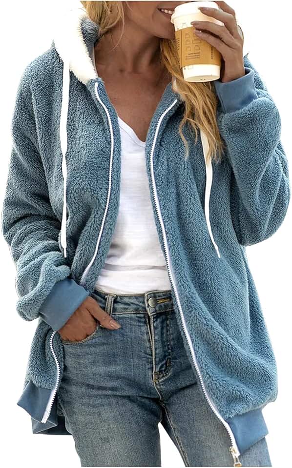 SHAOBGE Oversized Fuzzy Fleece Jackets For Women Fashion 2024 Color Block Faux Fur Cardigan Coat Shaggy Warm Winter Outwear