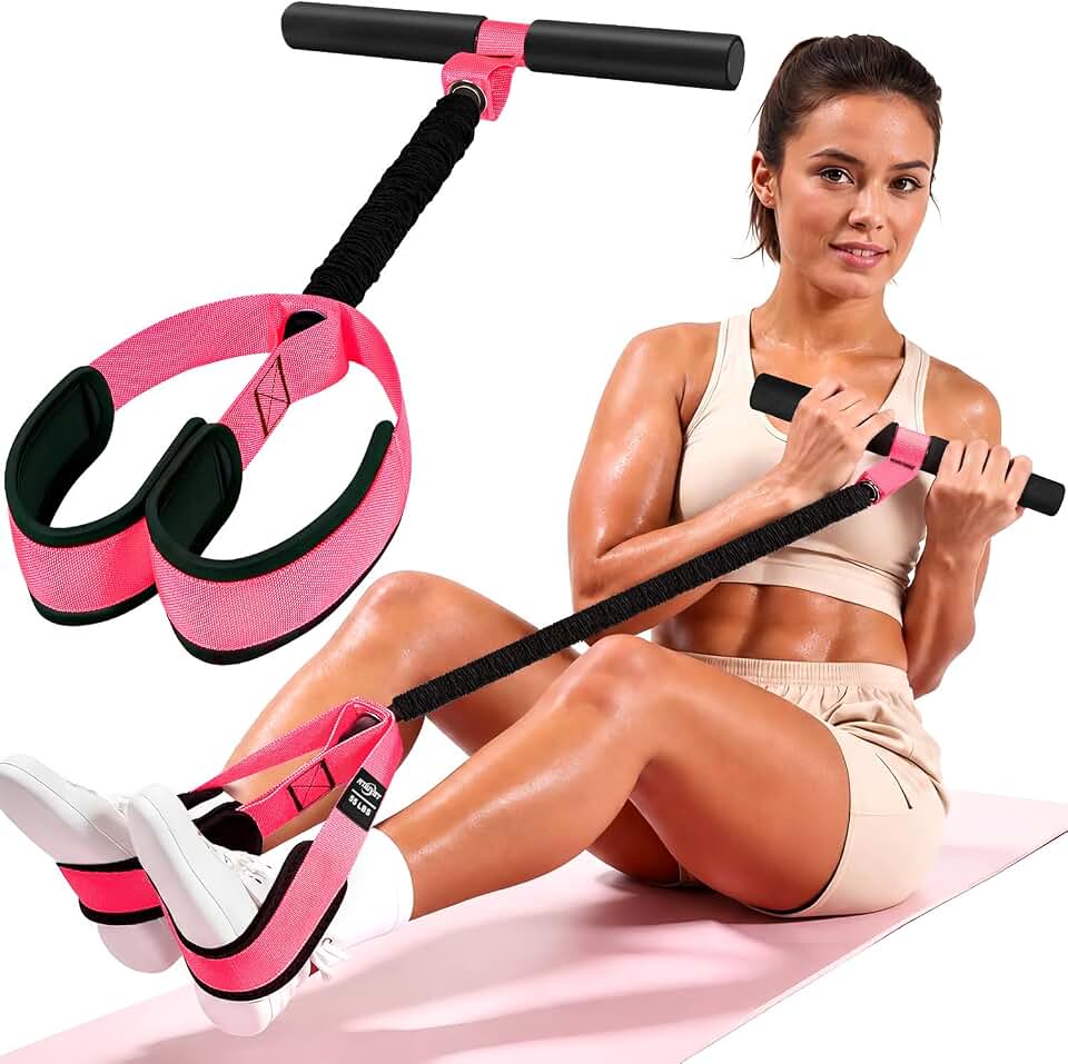 Pedal Resistance Band with Handle, Upgraded Durable Thickened Latex Tubes and Soft Foam Fabric Foot Pedal, Sit Up Exercise Equipment for Abdomen, Waist, Arm, Core/ABS, Leg, Physical Therapy