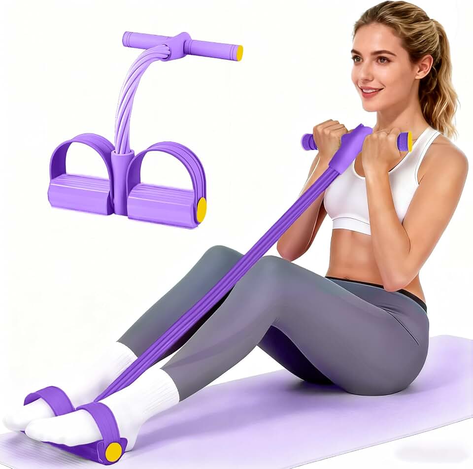 Pedal Resistance Band with Handle, Upgraded 6-Tube Exercise Bands | Natural Rubber Tension Rope, Multifunction Foot Pedal Resistance Bands for Working Out, Ab, Waist, Arm, Leg, Pilates, Yoga Global Recycled Standard