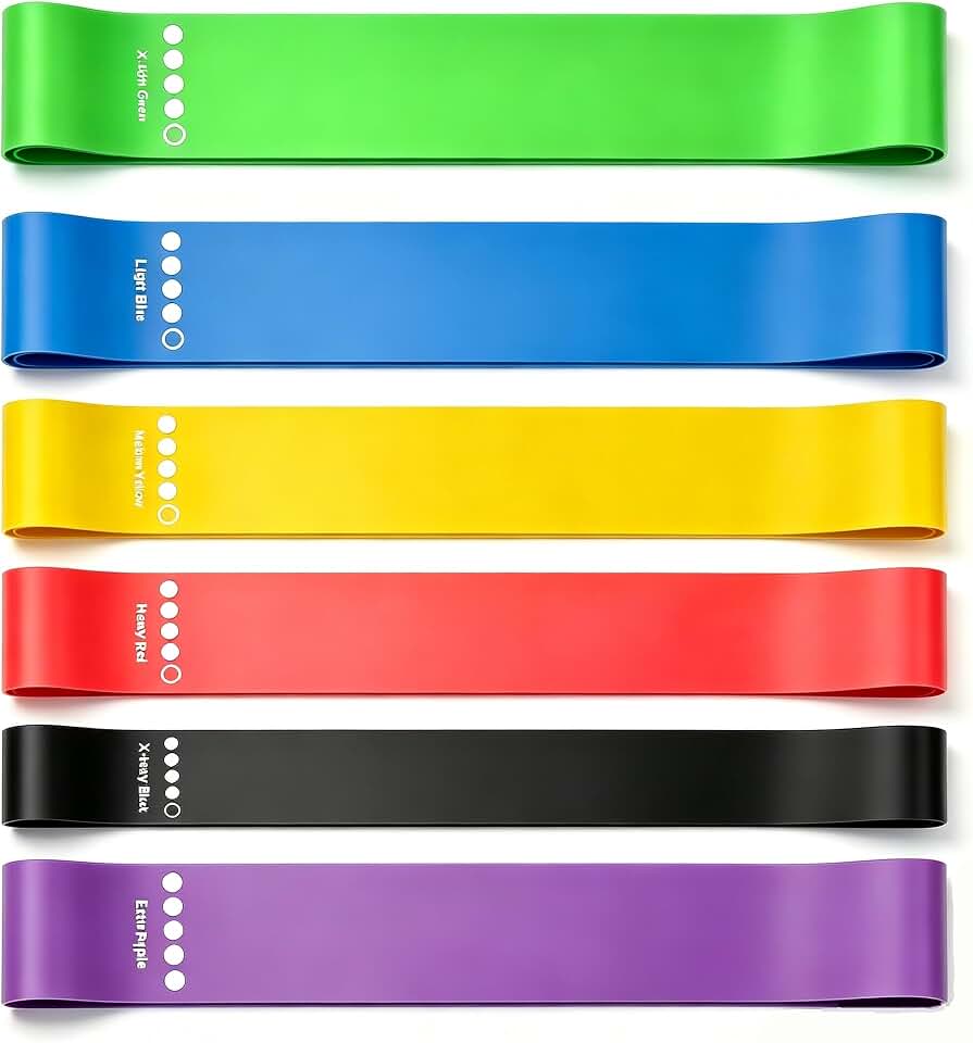 Resistance Bands, 6 Levels Fabric Resistance Bands for Working Out, Stretch Bands for Training Stretching, Exercise Bands in Green Blue Yellow Red Black Purple, Home Gym Full Body Accessories