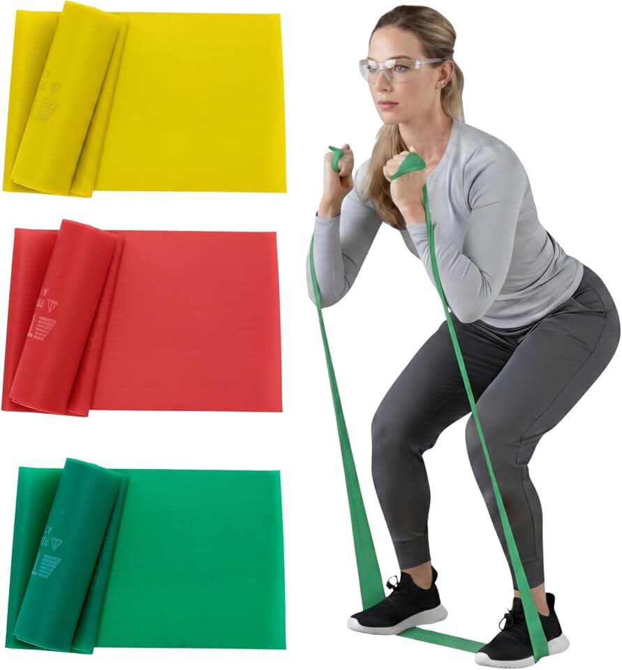 THERABAND Resistance Bands Set, Elastic Bands for Exercise &amp; Physical Therapy, Strength Training for Upper &amp; Lower Body Fitness