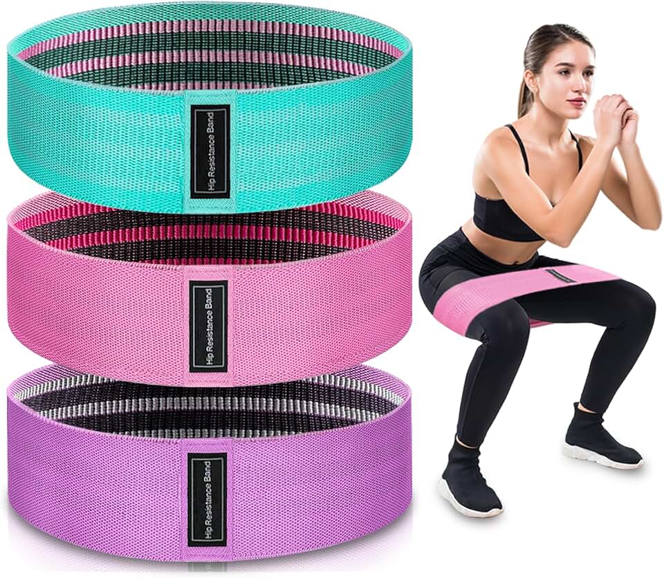 Exercise Bands, 3 Levels Fabric Resistance Bands for Working Out, Workout Bands Resistance for Women &amp; Men, Multi-Colored Fabric Booty Bands for Leg Strength Training, Rehab, Yoga
