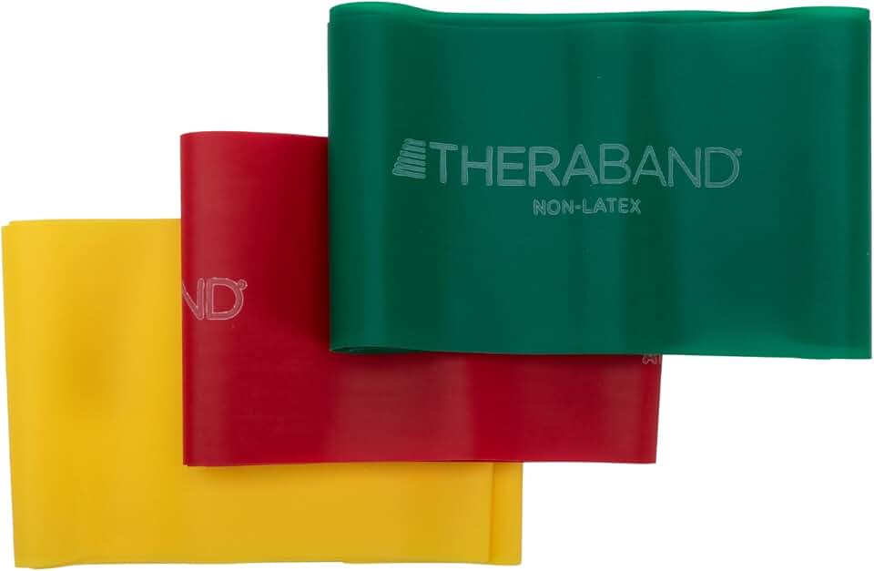 THERABAND Resistance Bands Set, Elastic Bands for Exercise &amp; Physical Therapy, Strength Training for Upper &amp; Lower Body Fitness