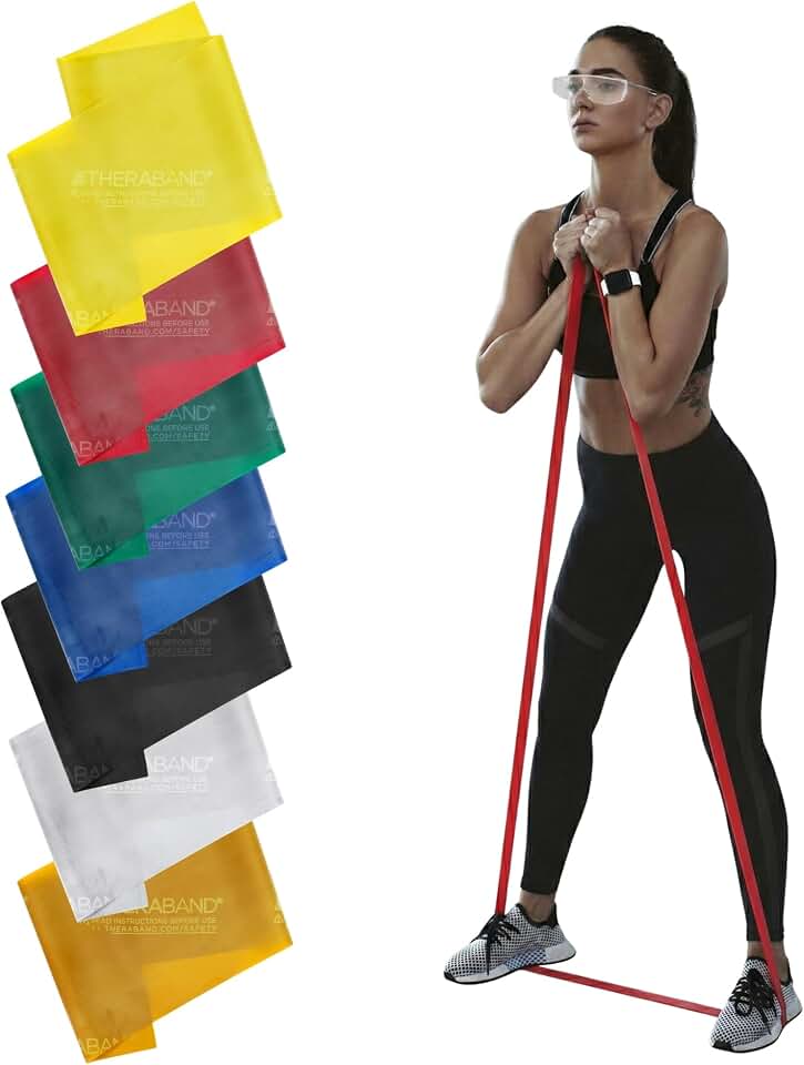 THERABAND Professional Latex Resistance Band Set, Pack of 7, 6 Ft | Professional TheraBand equipment for exercise, physical therapy, fitness and at-home workouts
