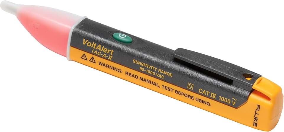 Fluke 1AC II VoltAlert Non-Contact Voltage Tester, Pocket-Sized, 90-1000V AC, Audible Beeper, CAT IV Rating