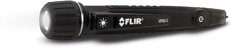 Flir VP50-2 Non-Contact Voltage Detector, CAT IV, LED Flashlight | 90-1000V AC, light/vibration/beeper alarms, LED flashlight, tip light, 3m drop, anti-roll, auto power off