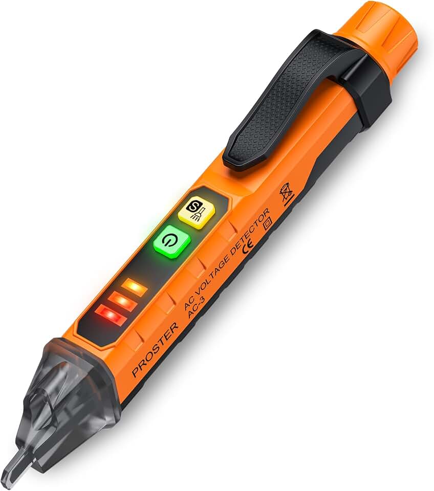 Proster Non-Contact Voltage Tester Pen Adjustable 12-1000V/48-1000V | Adjustable Sensitivity Voltage Detector 3 Sensitivity Levels (High/Medium/Low) Audible Visual Alarm LED Torch Auto Power-off Global Recycled Standard