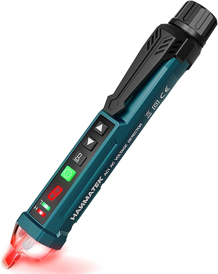 Non-Contact Voltage Tester with 9 Gear Adjustable Sensitivity Voltage Detector AC Circuit Tester Tool LCD Display LED Flashlight Buzzer Alarm Range12V-1000V &amp; Live/Null Wire Judgment AC1