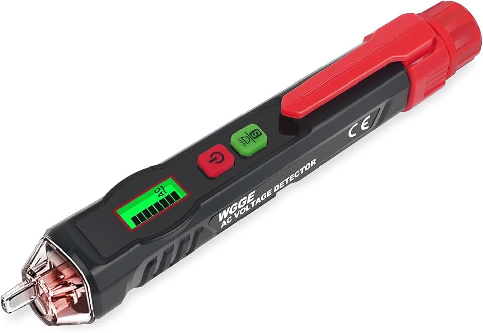 WGGE AC Voltage Tester,Non-Contact Voltage Tester, Dual Range 12-1000V/48-1000V with LCD Display, Buzzer Alarm, Flashlight and Live/Neutral Wire Detection
