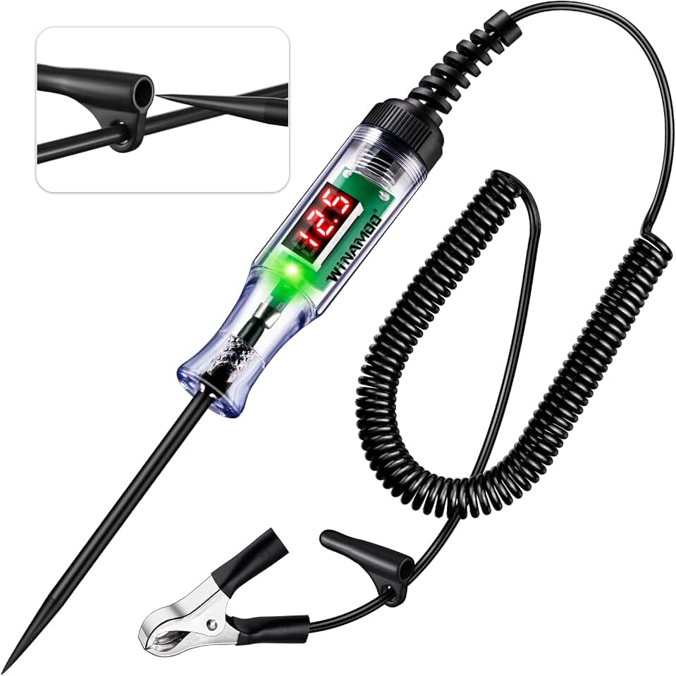 WINAMOO Automotive Test Light with 3-48V LED Digital Voltage Display, Auto Circuit Tester with Voltmeter &amp; Dual Color Polarity Indicate, Electric Test Pen w/Stainless Probe for Car/Truck/SUV Checker