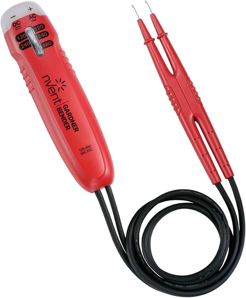 Gardner Bender GVT-392 Vibrating Solenoid Voltage Tester, 120 - 480 V AC/DC and DC Polarity, Neon