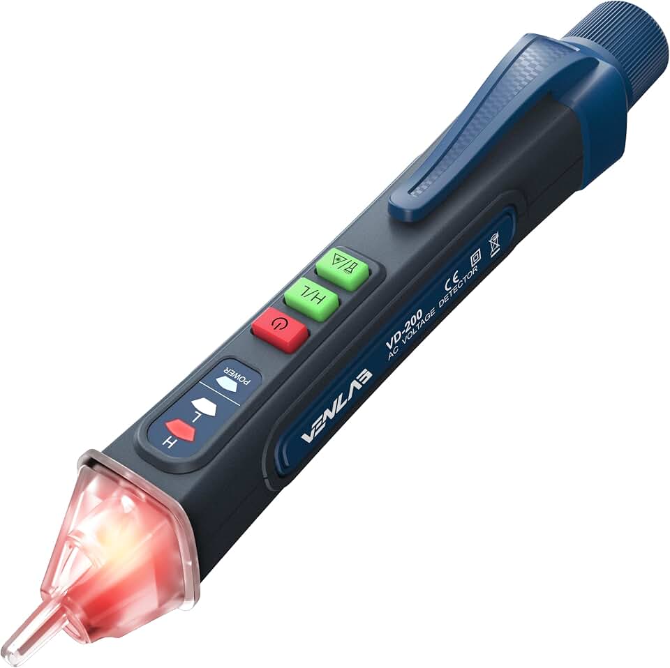 VENLAB Voltage Tester, Non Contact Voltage Detector, Circuit Tester Dual Range Voltage Sniffer 12V-1000V/48V-1000V, Live Wire Tester with Alarm and Flashlight, Electrical Tester with LCD Display