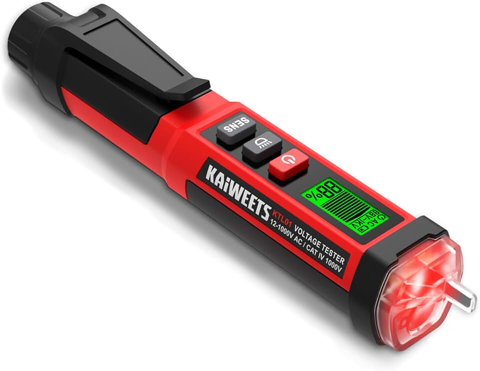 KAIWEETS Non Contact Voltage Tester, CAT IV 1000V Dual Range AC 12V/70V-1000V Electrical Tester Pen with LCD Display, Live Wire Detector, Breakpoint Finder for Outlet Testing, Circuit Troubleshooting