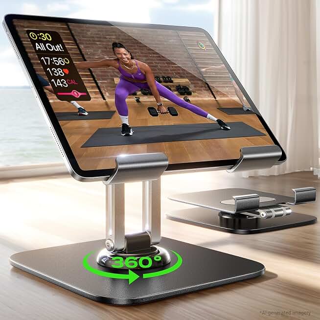 LISEN for iPad Stand Holder, Aluminum Tablet Stand Holder for iPad | 2026 iPad Accessories, Rotating Display Stand, Home Office for Desk Women Gifts Kindle Tablet PS Switch iPhone 11"-4.7"