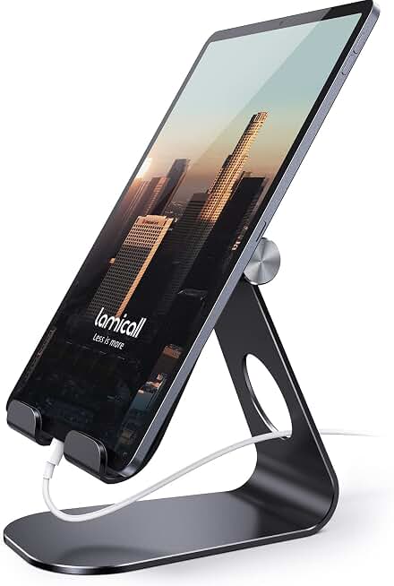 Lamicall iPad Stand Adjustable Tablet Holder, Sturdy Aluminum, Multi-Angle | Dock Stand for 4-13" iPad Pro Air Mini Kindle Tab Switch, All Aluminum Metal, Multi-Angle, Sturdy, Office Desk Accessories Global Recycled Standard