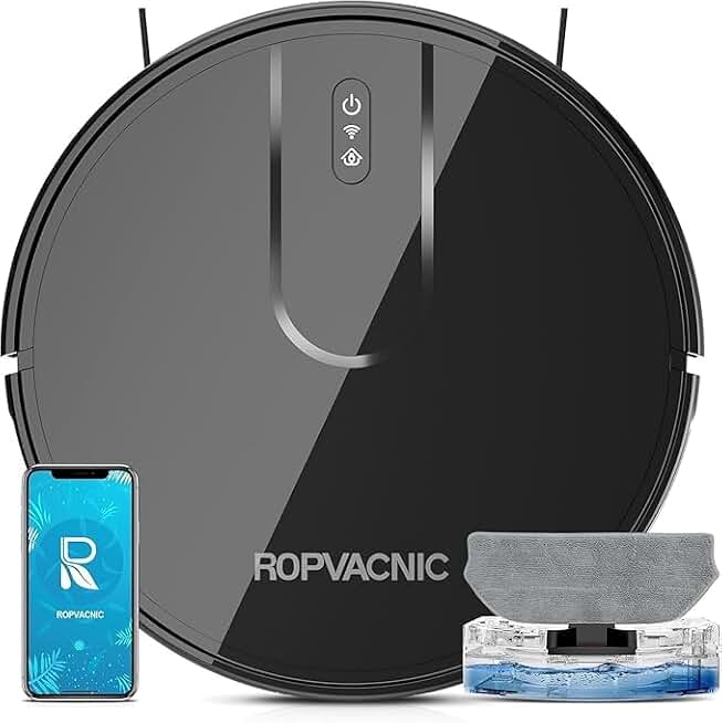 ROPVACNIC Robot Vacuum and Mop Combo 5200Pa Suction Robotic Cleaner | Self-charging, app control, personalized cleaning adjustments, advanced obstacle avoidance, suitable for home use