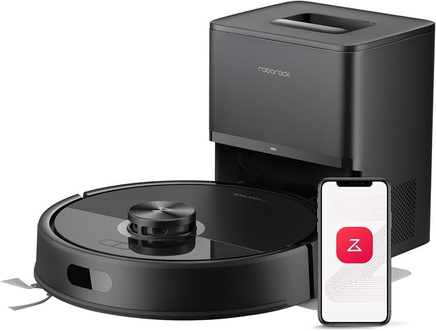 roborock Q7 M5+ Robot Vacuum and Mop, Up to 7-9 Weeks Self-Empty, 10000Pa | Upgraded from Q5 Max+, Dual Anti-Tangle System for Pet Hair &amp; Carpet, PreciSense LiDAR Navigation, App Control, Black ClimatePartner certified