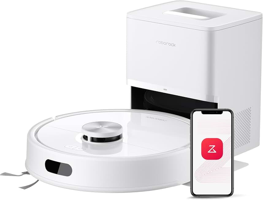 roborock Q7 M5+ Robot Vacuum and Mop, Up to 7-9 Weeks Self-Empty, 10000Pa | Upgraded from Q5 Max+, Dual Anti-Tangle System for Pet Hair &amp; Carpet, PreciSense LiDAR Navigation, App Control, White