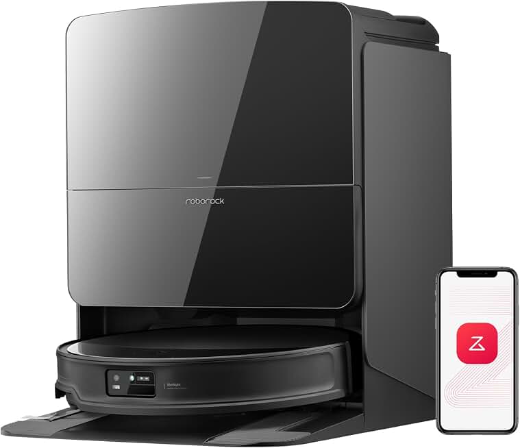 roborock Saros 10R Robot Vacuum and Mop, 22000Pa, Edge Cleaning | 3.14" Slim Design Reaches Under Furniture, Zero-Tangle System, Self-Cleaning Dock With Hot-Water Mop Washing for Hands-Free