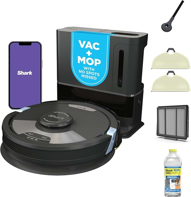 SharkMatrix Plus 2-in-1 Robot Vacuum &amp; Mop, Black/Brass, AV2610WA | Sonic Mopping, Matrix Clean, CleanEdge, HEPA 60-Day Self-Empty Base, 360° LiDAR Mapping, Self-Cleaning Brushroll, Wi-Fi