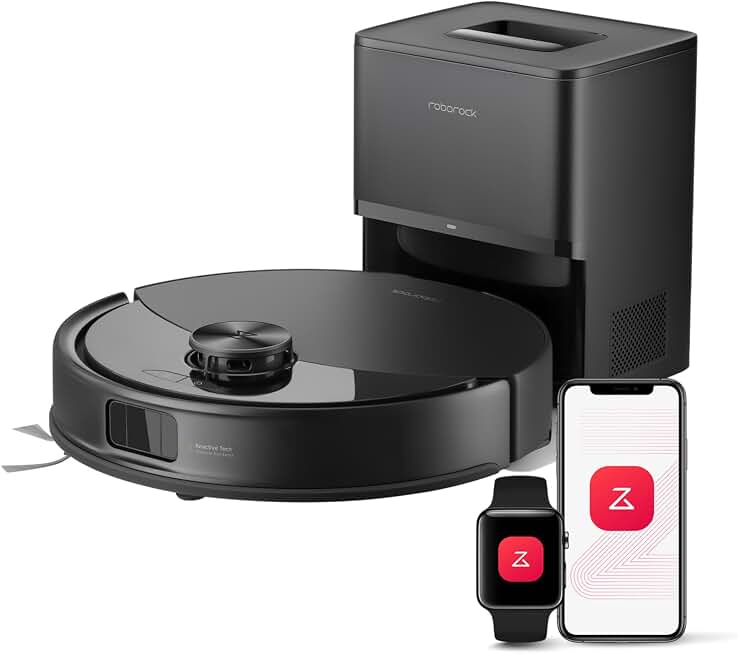 roborock Q10 S5+ Robot Vacuum and Mop, 10,000Pa Suction | Upgraded from Q8 max+, 70-Day Self-Emptying, Obstacle Avoidance, Sonic Mopping, Dual Anti-Tangle Design, Auto Mop Lift, Black ClimatePartner certified