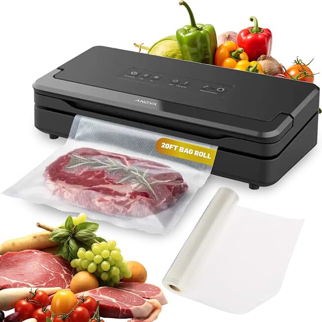 Anova Culinary Precision Vacuum Sealer Pro, Includes Large Bag Roll (19ft), Wet &amp; Dry Dual Food Vacuum Sealer Machine for Sous Vide and Long-Term Storage, 2-Year Warranty